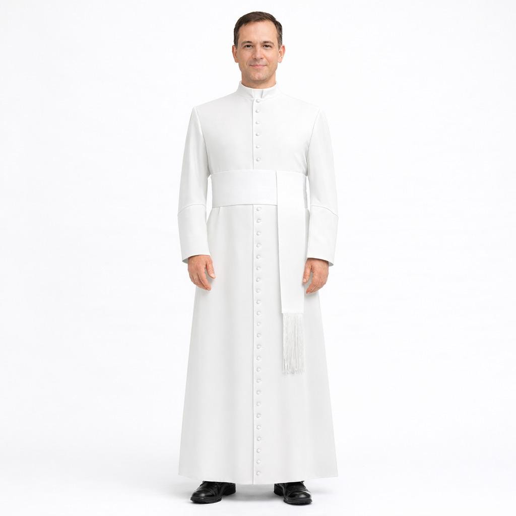 Creamy Roman Cassock Soutane | Custom Clergy Robe With cinctur Priest Vestment - image 5