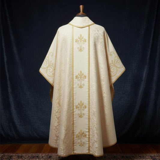Gold damask chasuble vestments