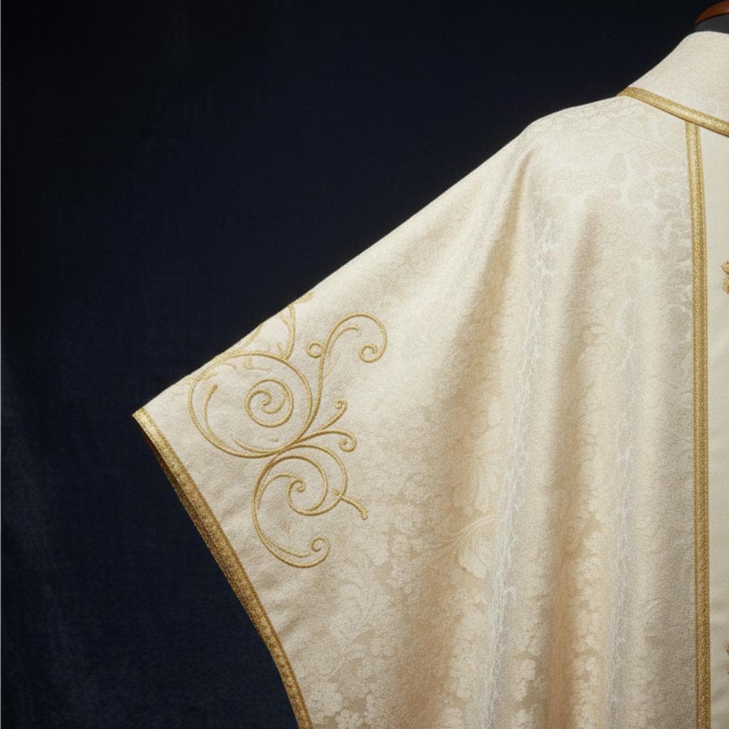 Gold damask chasuble vestments - image 3
