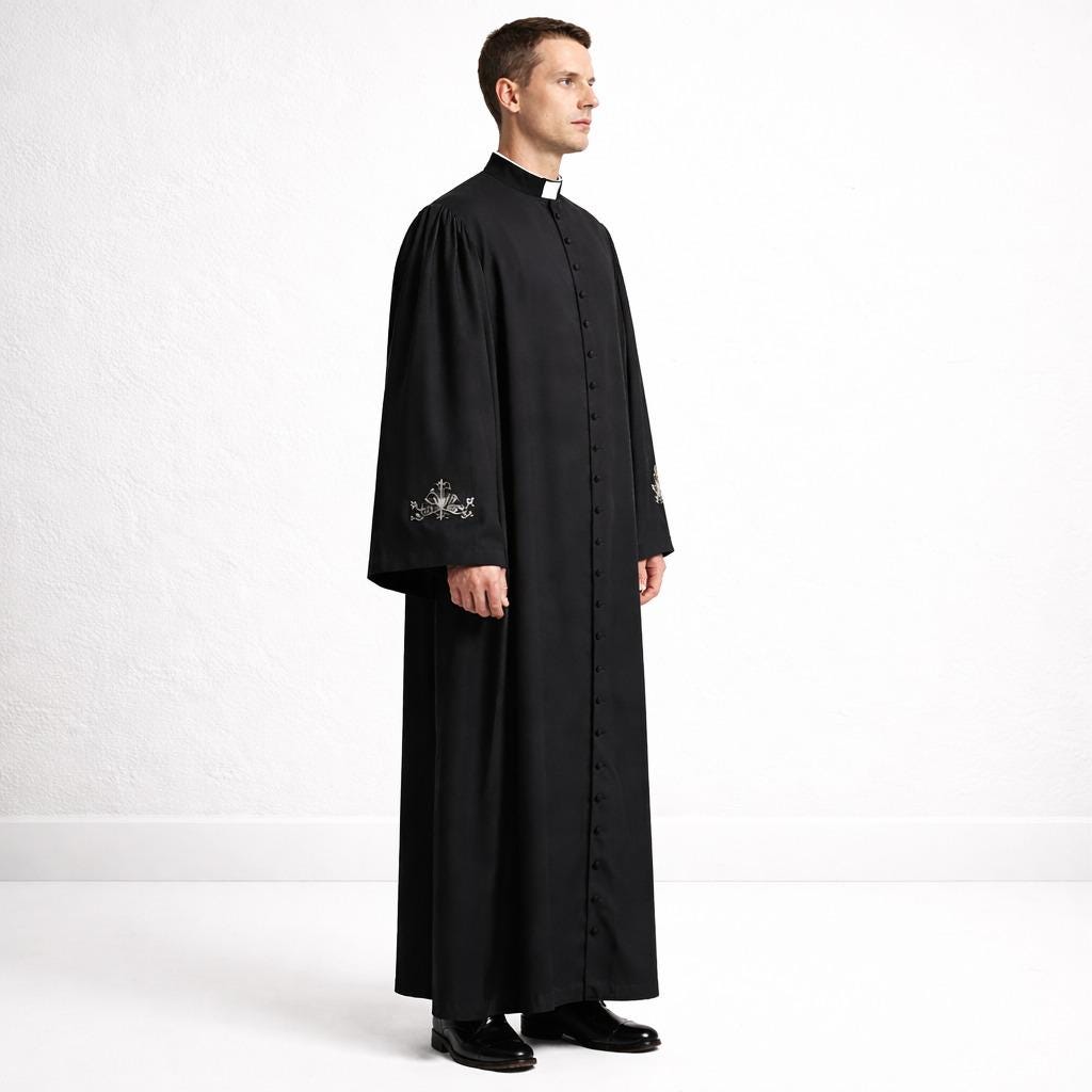 Black Roman Catholic Cassock for Men – Traditional Clergy Priest Robe – Liturgical Church Soutane Vestment - image 3