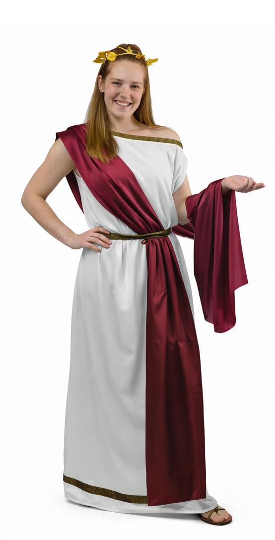 White Toga Dress with Red Sash | Greek Goddess Costume, Roman Outfit - image 2