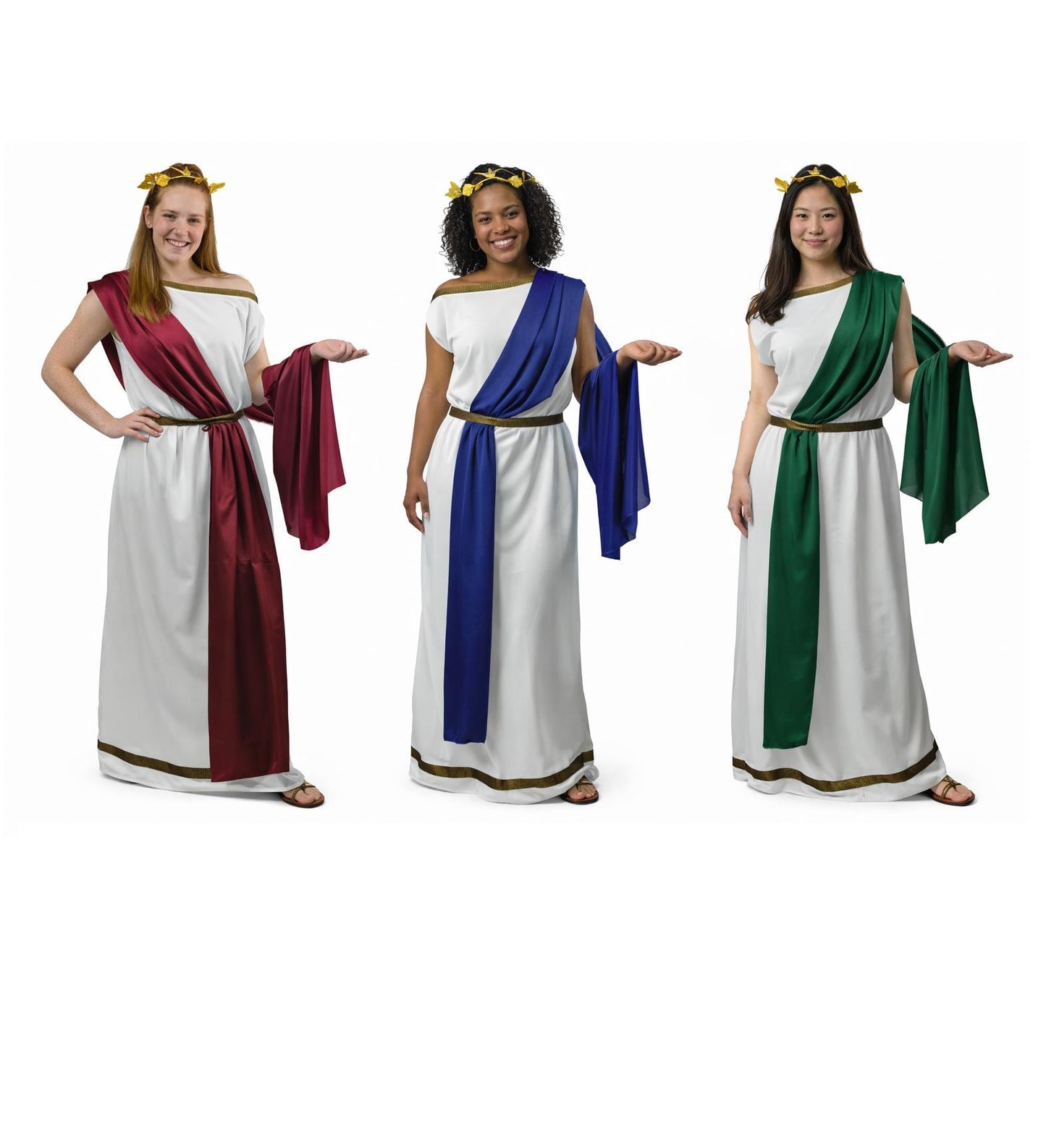 White Toga Dress with Red Sash | Greek Goddess Costume, Roman Outfit - image 4