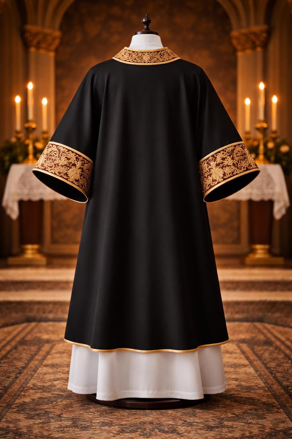 Black Chasuble with Gold Cross Detail – Elegant Liturgical Vestment for Church & Mass - image 2