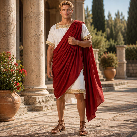 Men’s Roman Senator Toga – Classical Ancient Rome Costume, Historical Draped Garment