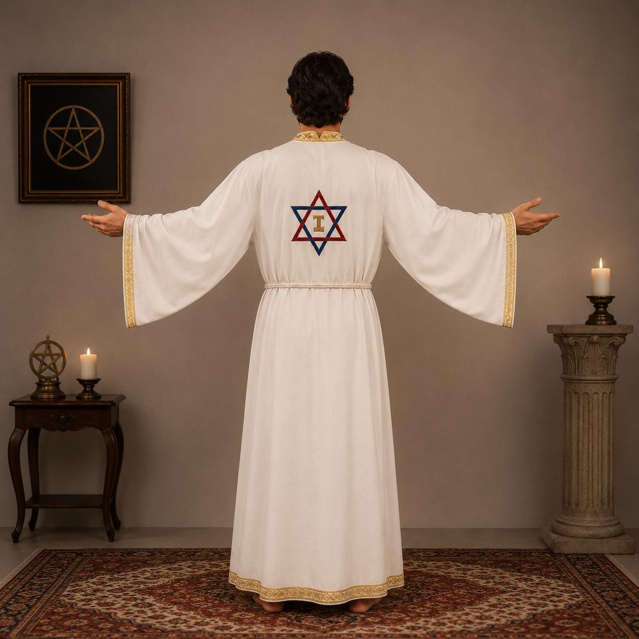 White Hooded Ritual Robe | Minimalist Ceremony Cloak, Wicca Thelema Pagan Spiritual Wear,Magic Robe - image 2