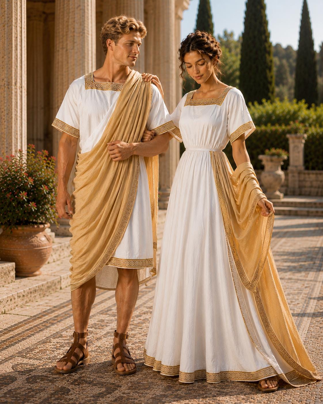 Couple Roman Senator Toga – Classical Ancient Rome Costume, Historical Draped Garment - image 4