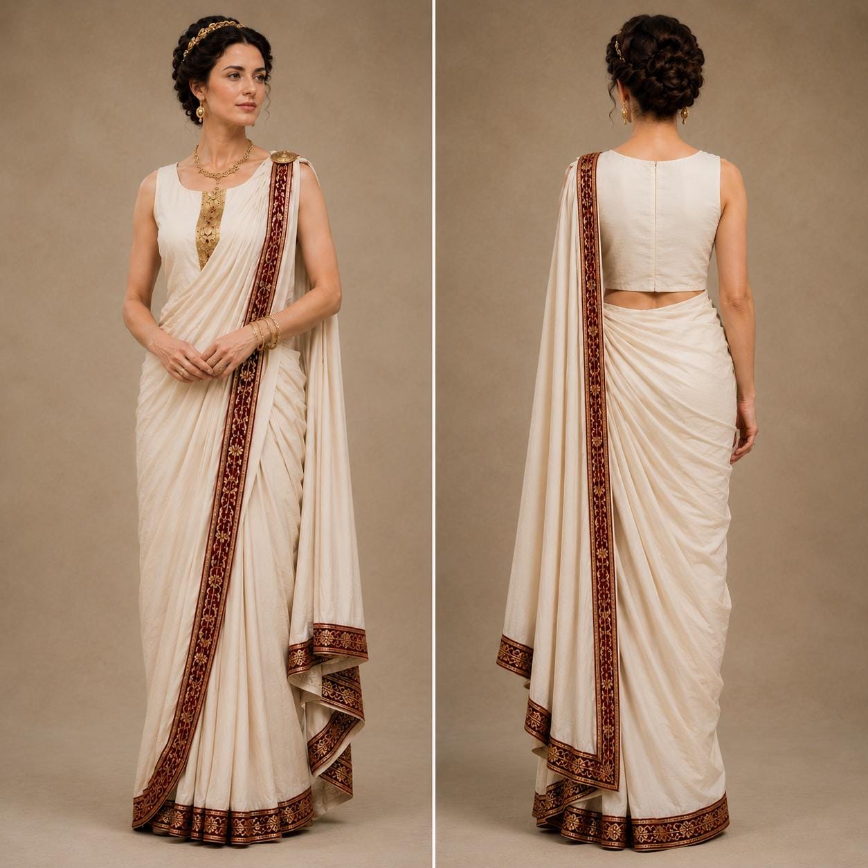 Couple Roman Toga & Saree Costume Set, Ancient Rome Cosplay Outfit - image 6