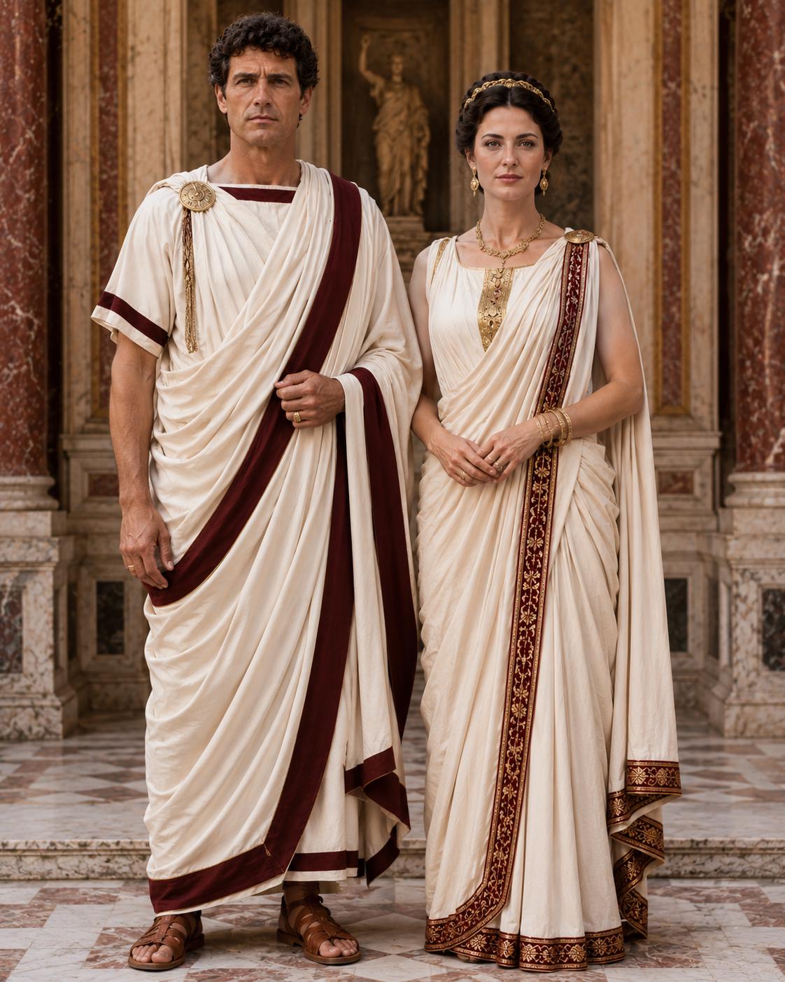 Couple Roman Toga & Saree Costume Set, Ancient Rome Cosplay Outfit - image 2
