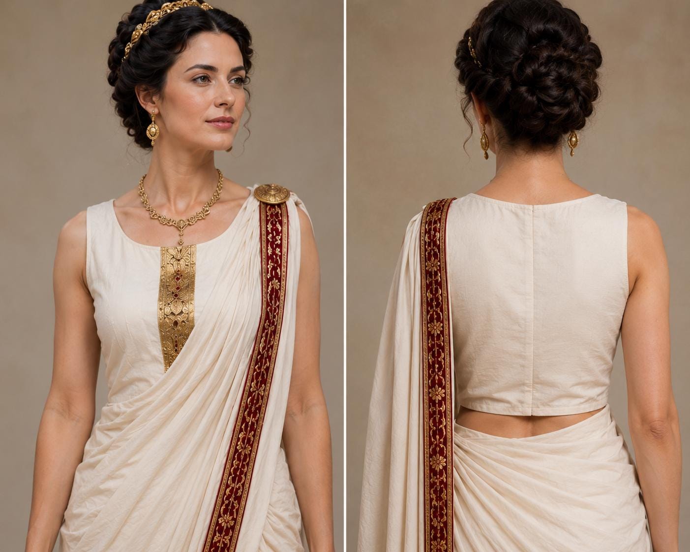 Couple Roman Toga & Saree Costume Set, Ancient Rome Cosplay Outfit - image 4