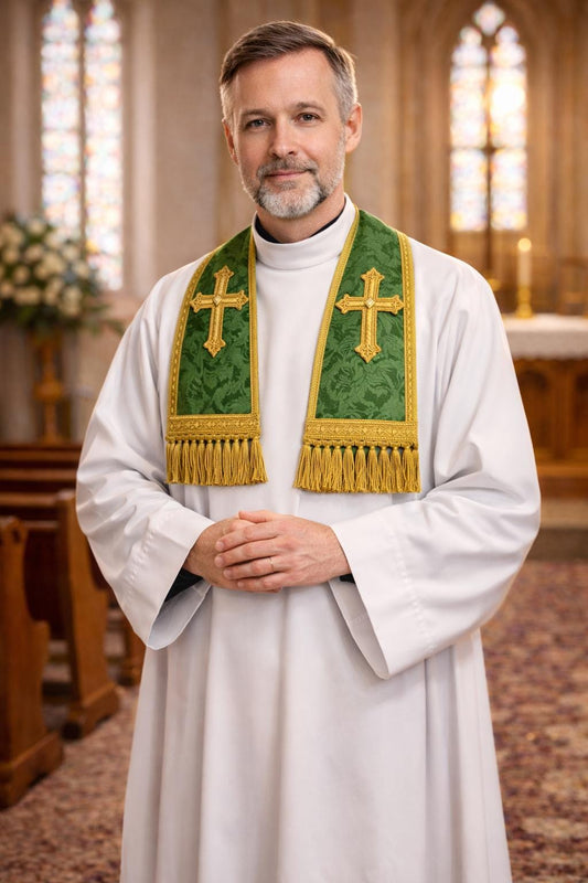 Handwoven Clergy Stole | Fair Trade Priest Sash | Religious Garment & Liturgical Attire | Elegant Pastoral Vestment