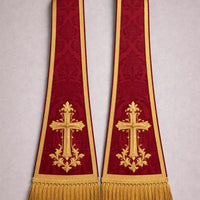 Red Clergy Stole | Fair Trade Priest Sash | Religious Garment & Liturgical Attire | Elegant Pastoral Vestment - image 2