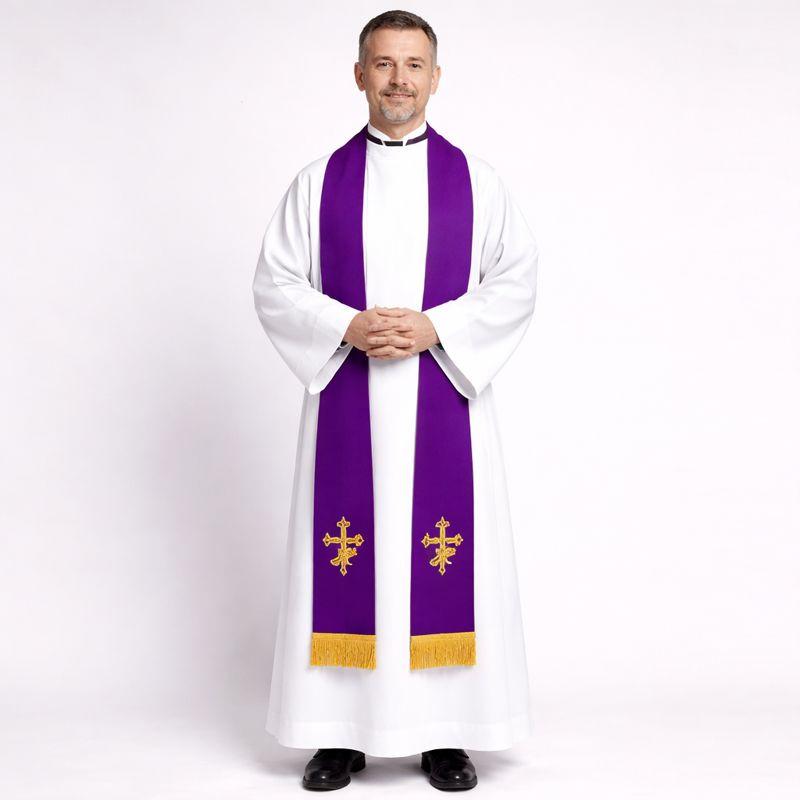 Embroidered Cross Clergy Stole | Handmade Priest Vestment - image 2