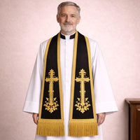 Roman Cassock Soutane With Stole | Custom Clergy Robe With cinctur Gracefull Handmade Priest Vestment - image 2