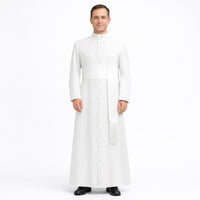 Creamy Roman Cassock Soutane | Custom Clergy Robe With cinctur Priest Vestment - image 5
