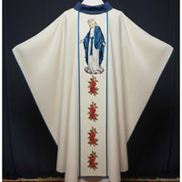 White Blue Demask Marian CHasuble Vestments Messgewand Priestergewand Kasel Casula - image 3