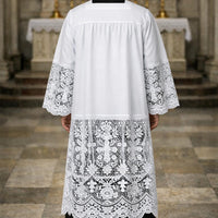 Men's Lace Alb – Square Neck Clergy Robe, Liturgical Vestment - image 3