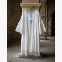 Men’s Lace Minister Alb – Square Neck Liturgical Vestment - image 2