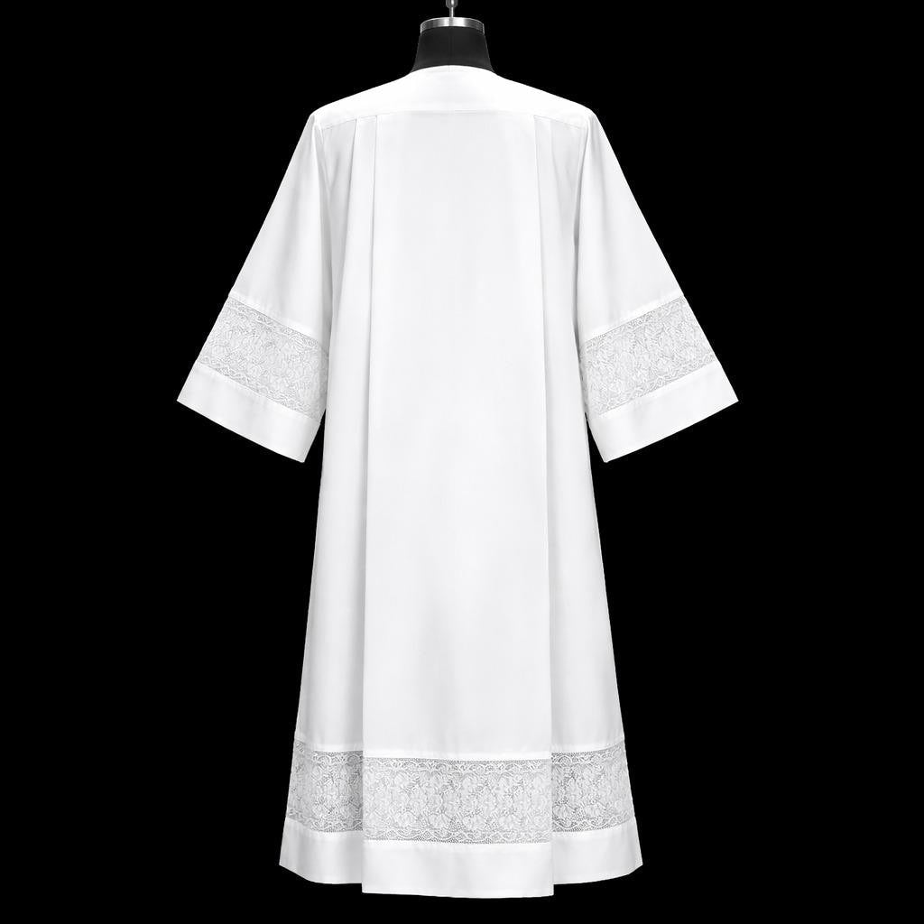 Men's Lace Minister Alb – Square Neck Clergy Robe, Liturgical Vestment - image 3