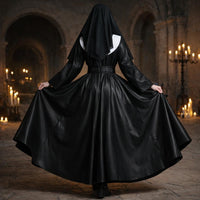 Black Leather Gothic Nun Outfit – Dark Fantasy Halloween & Cosplay Costume - image 3