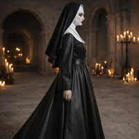 Black Leather Gothic Nun Outfit – Dark Fantasy Halloween & Cosplay Costume - image 5