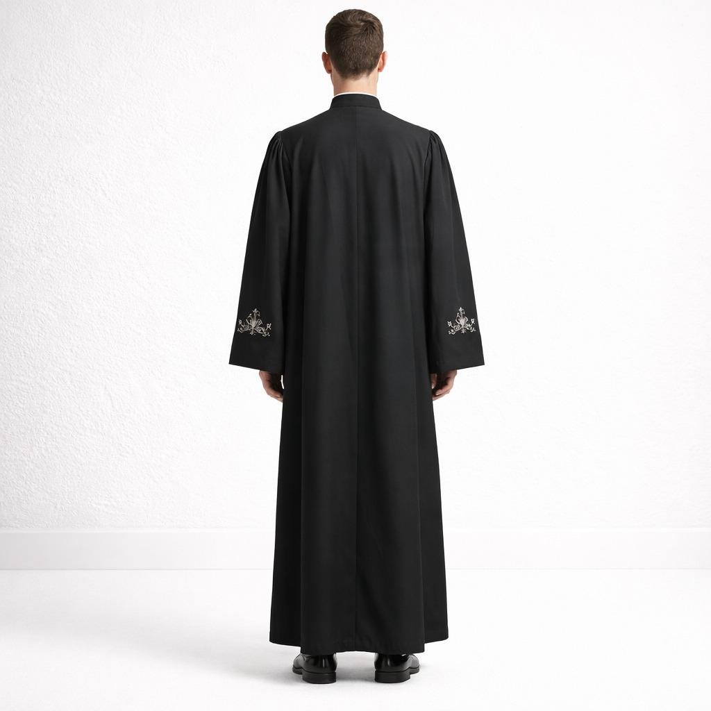 Black Roman Catholic Cassock for Men – Traditional Clergy Priest Robe – Liturgical Church Soutane Vestment - image 2
