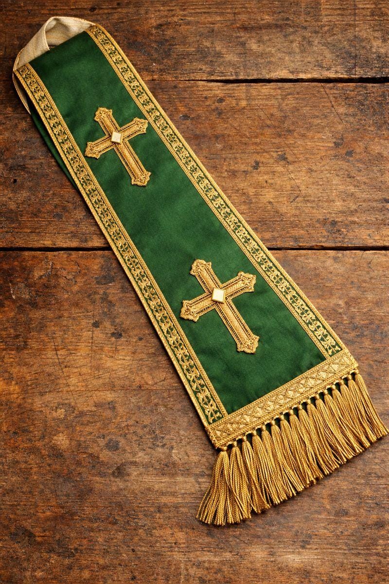 Handwoven Clergy Stole | Fair Trade Priest Sash | Religious Garment & Liturgical Attire | Elegant Pastoral Vestment - image 3