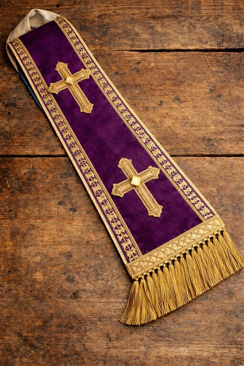 Handwoven Clergy Stole | Fair Trade Priest Sash | Religious Garment & Liturgical Attire | Elegant Pastoral Vestment - image 4