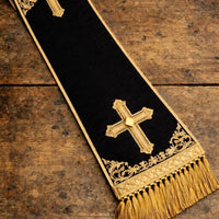 Black Clergy Stole | Fair Trade Priest Sash | Religious Garment & Liturgical Attire | Elegant Pastoral Vestment