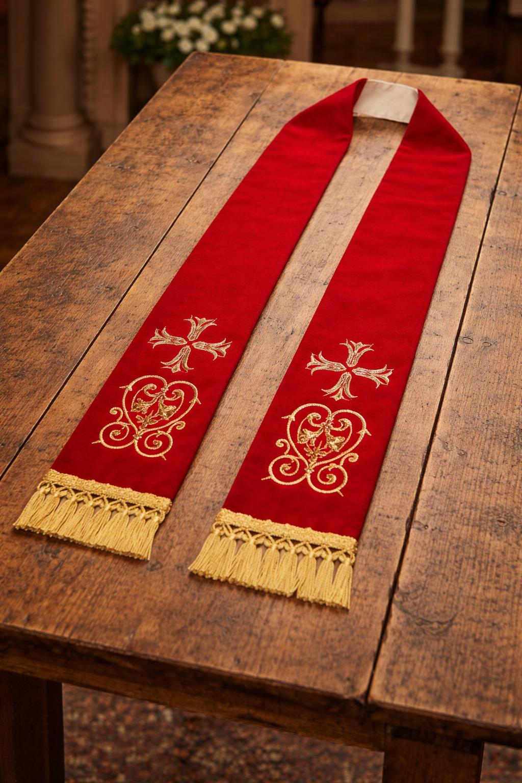 Clergy Stole | Fair Trade Priest Sash | Religious Garment & Liturgical Attire | Elegant Pastoral Vestment - image 3