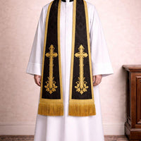 Roman Cassock Soutane With Stole | Custom Clergy Robe With cinctur Gracefull Handmade Priest Vestment