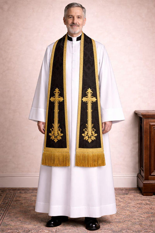Roman Cassock Soutane With Stole | Custom Clergy Robe With cinctur Gracefull Handmade Priest Vestment