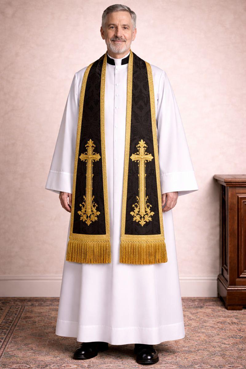 Roman Cassock Soutane With Stole | Custom Clergy Robe With cinctur Gracefull Handmade Priest Vestment