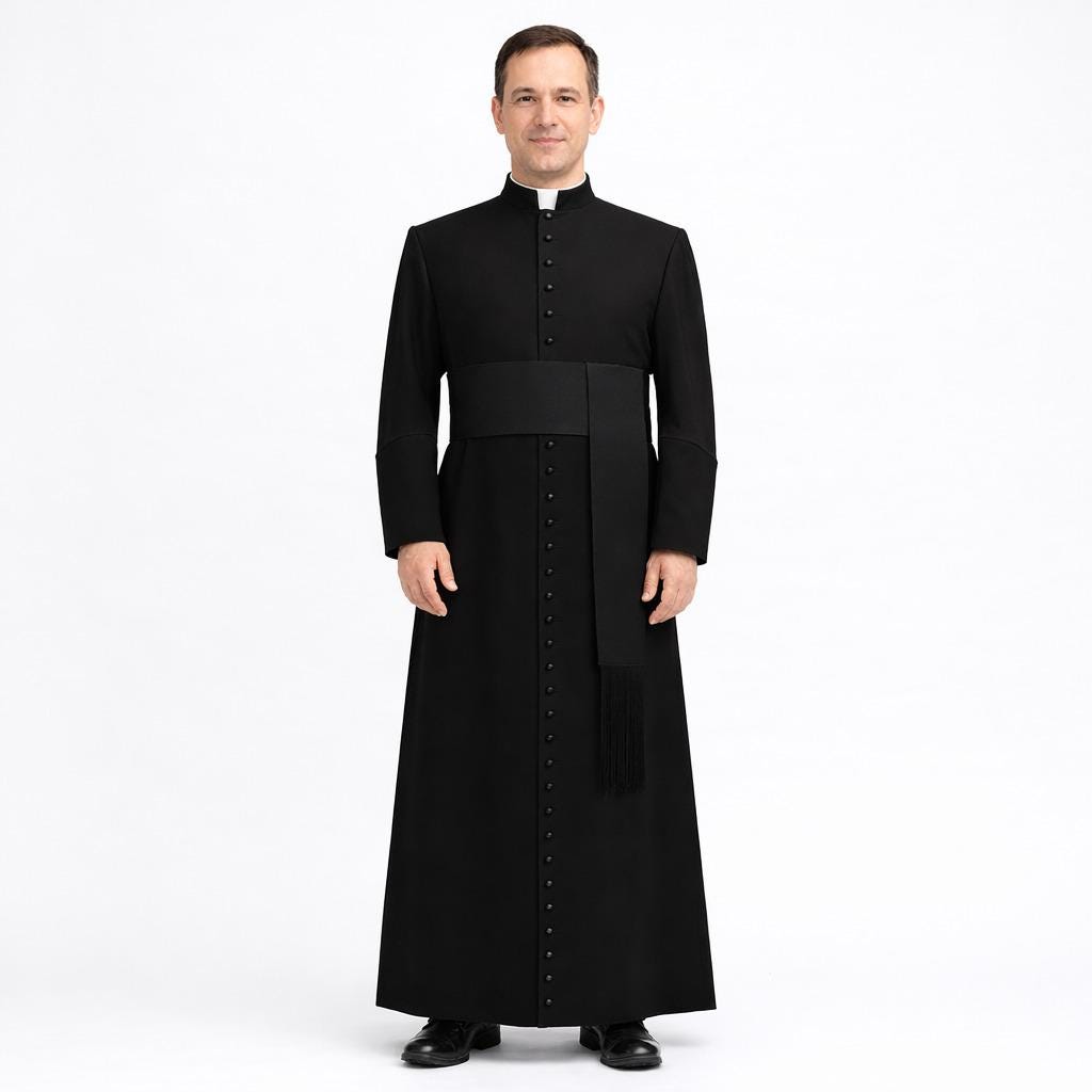 Creamy Roman Cassock Soutane | Custom Clergy Robe With cinctur Priest Vestment - image 4