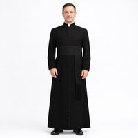 Red Roman Cassock Soutane | Custom Clergy Robe With cinctur Priest Vestment - image 3