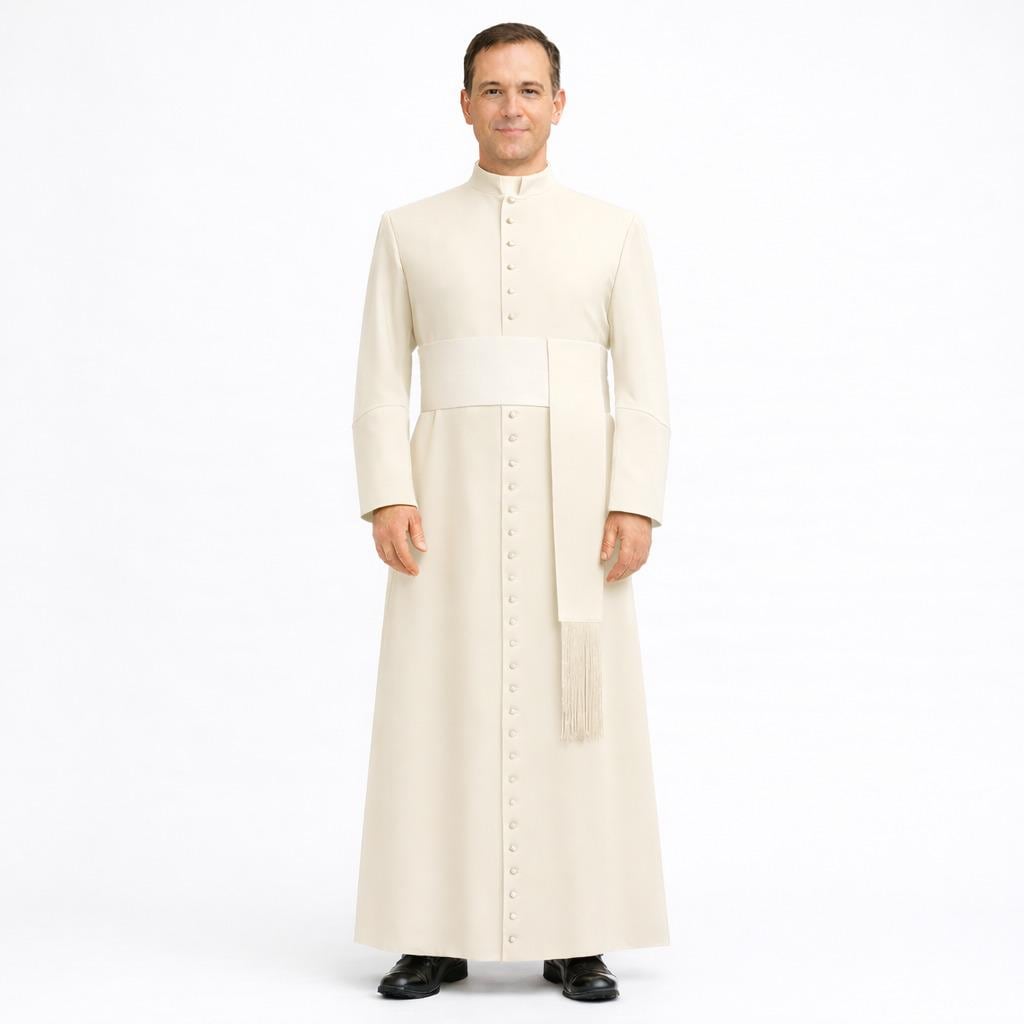 Red Roman Cassock Soutane | Custom Clergy Robe With cinctur Priest Vestment - image 4
