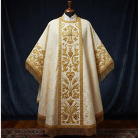 White damask chasuble vestments, Embroidary