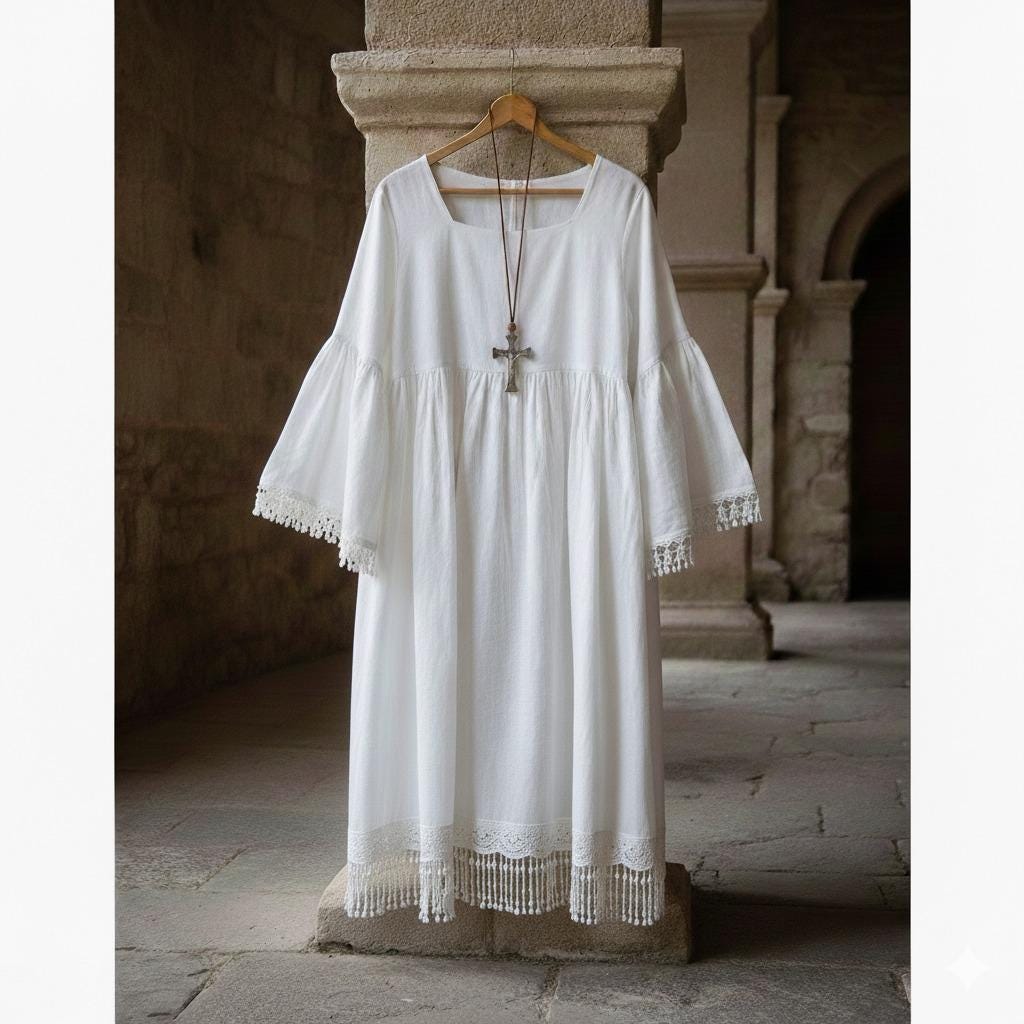 Men’s Lace Minister Alb – Square Neck Liturgical Vestment