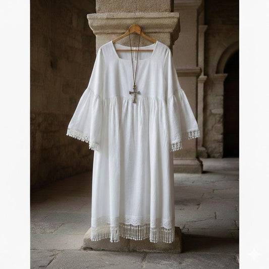 Men’s Lace Minister Alb – Square Neck Liturgical Vestment