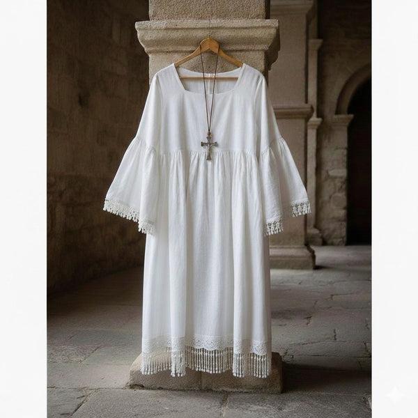 Men’s Lace Minister Alb – Square Neck Liturgical Vestment