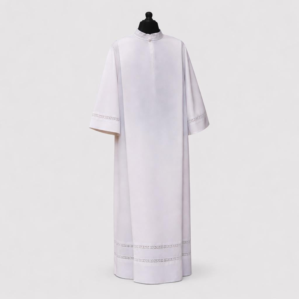 Men's Lace Clergy Alb – Square Neck Liturgical Vestment - image 3