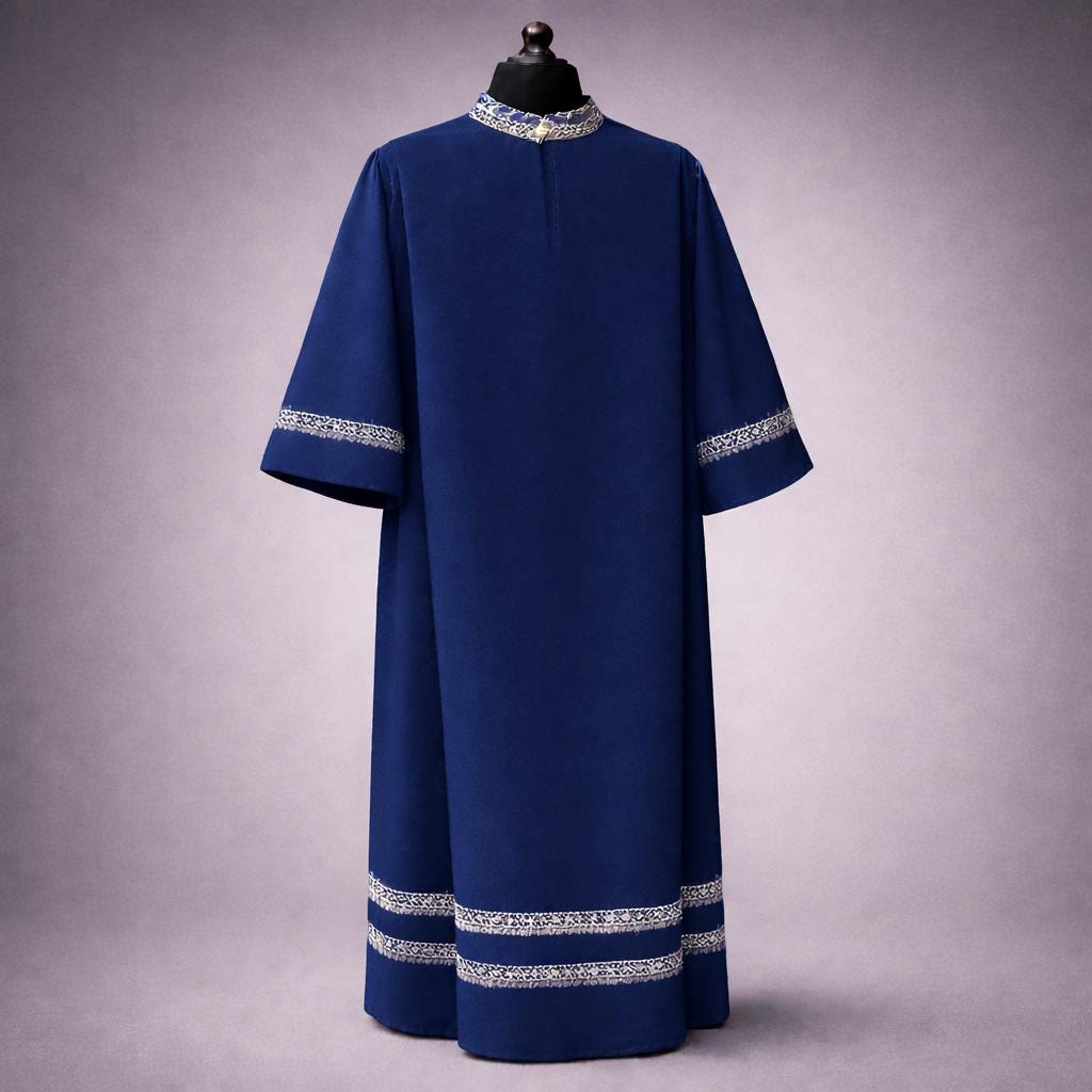 Men's Lace Clergy Alb – Square Neck Liturgical Vestment
