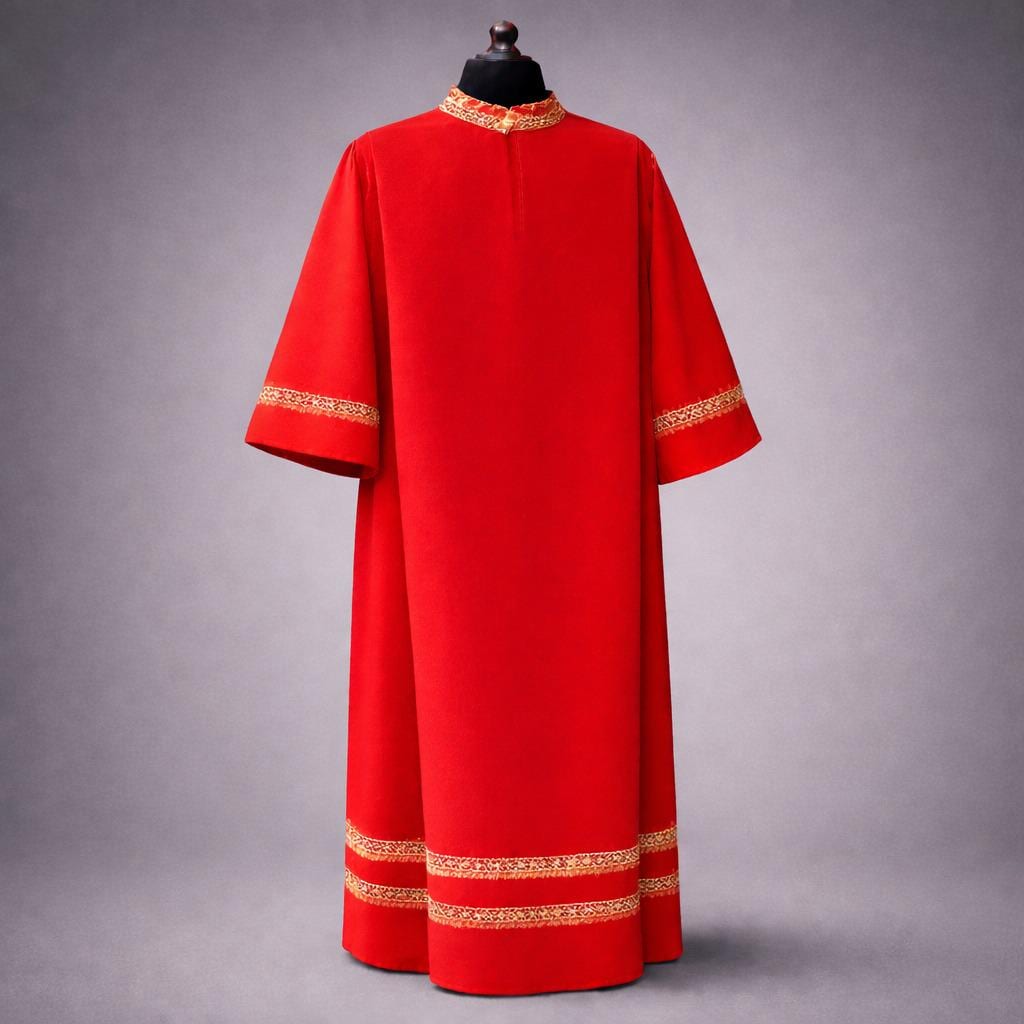 Men's Lace Clergy Alb – Square Neck Liturgical Vestment - image 7