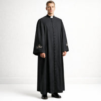 Black Roman Catholic Cassock for Men – Traditional Clergy Priest Robe – Liturgical Church Soutane Vestment