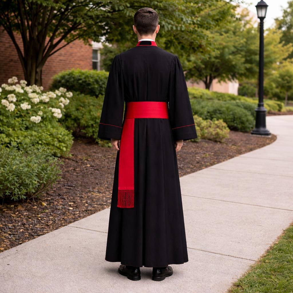 Men’s Roman Catholic Cassock Robe –  Clergy Priest Vestment with Trim - image 3