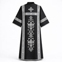 Black and Silver Roman Cassock Soutane | Custom Clergy Robe With cinctur Priest Vestment