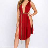 Red Toga Dress | Greek Roman Goddess Costume, Halloween Mini Dress - image 5