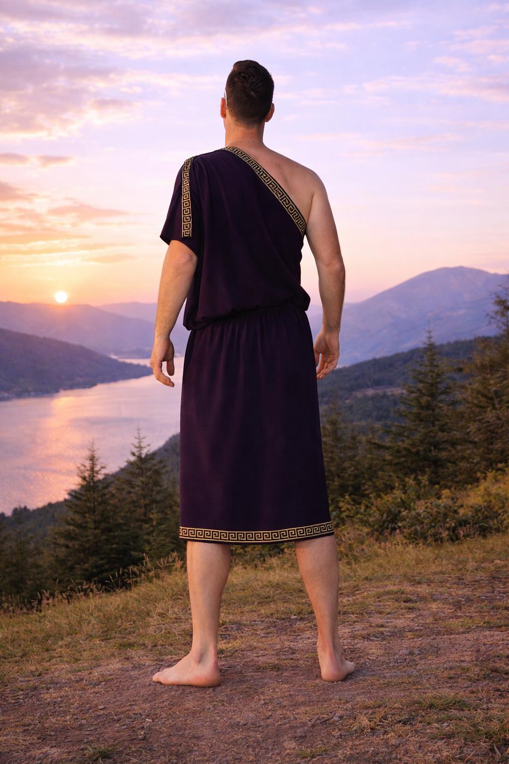 Men’s Roman Senator  Red Toga – Classical Ancient Rome Costume, Historical Draped Garment - image 8