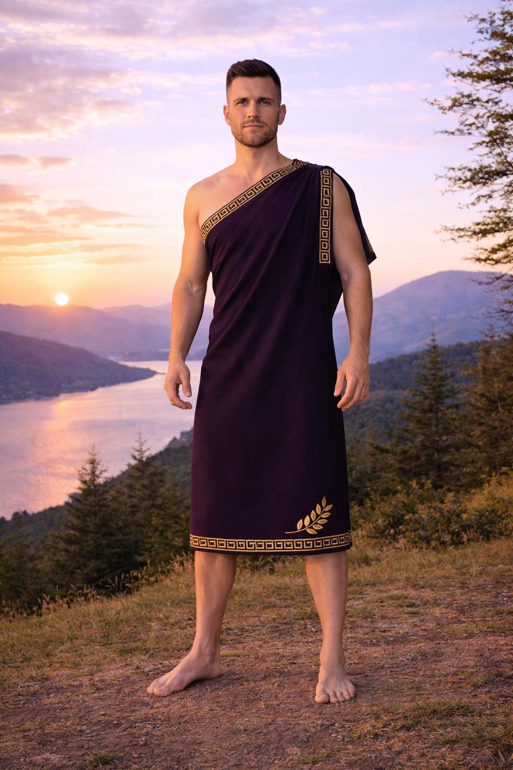 Men’s Roman Senator  Red Toga – Classical Ancient Rome Costume, Historical Draped Garment - image 7