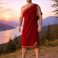 Men’s Roman Senator  Red Toga – Classical Ancient Rome Costume, Historical Draped Garment - image 3