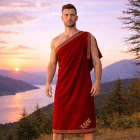 Men’s Roman Senator  Red Toga – Classical Ancient Rome Costume, Historical Draped Garment - image 2